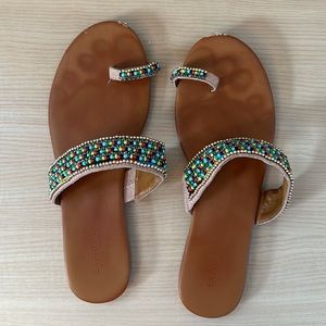 Express Beaded Toe Ring Sandals 7